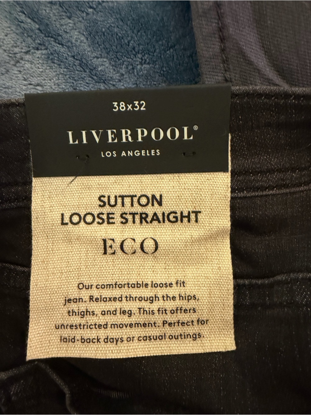 Liverpool Sutton Loose Straight Jeans 38x32 Black Eco NWT - Picture 3 of 10